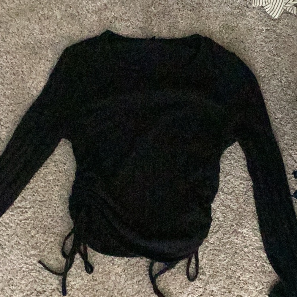 SHEIN Ribbed Long Sleeve Tie-side